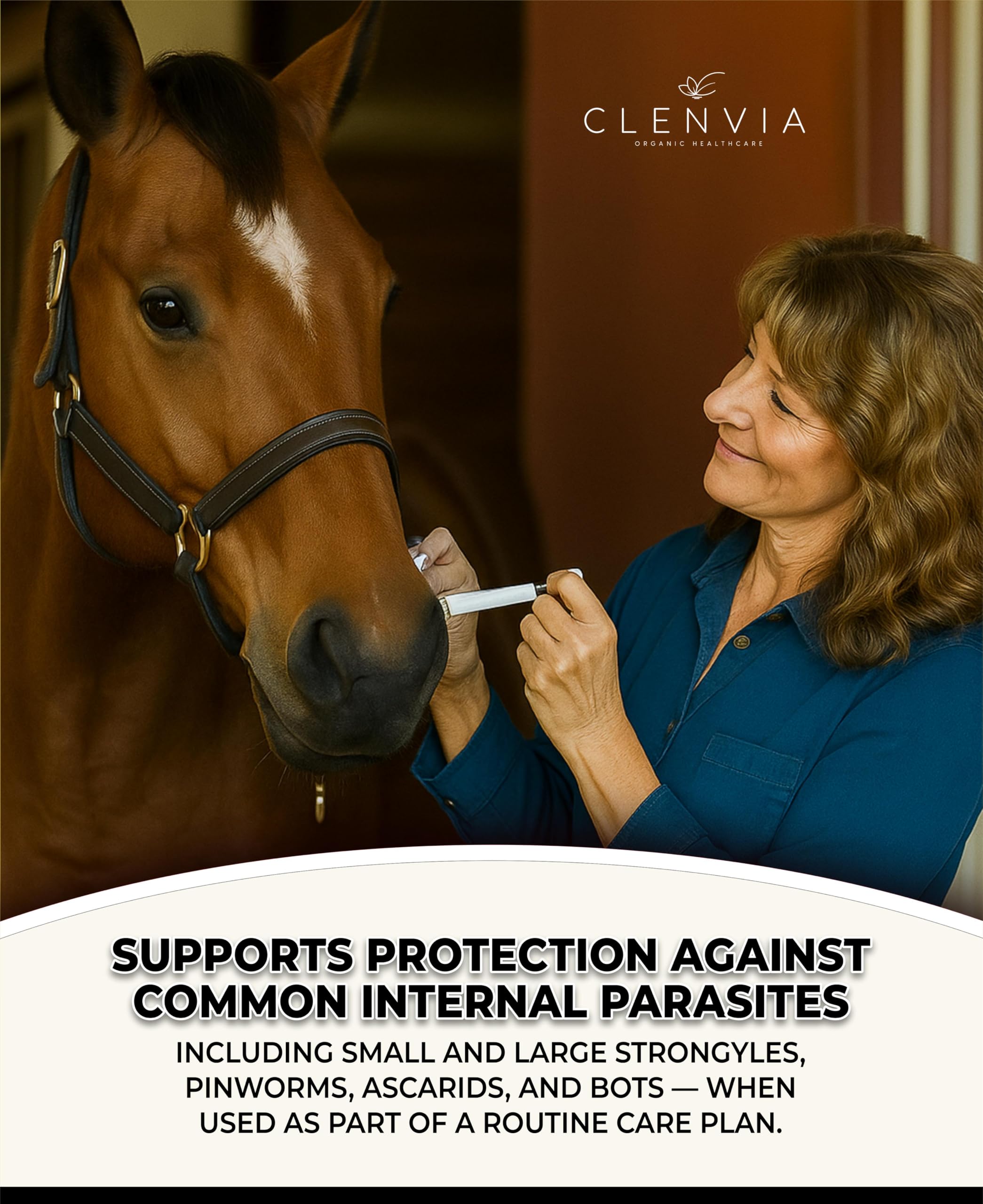 CLENVIA equine use only labeling for safe handling.