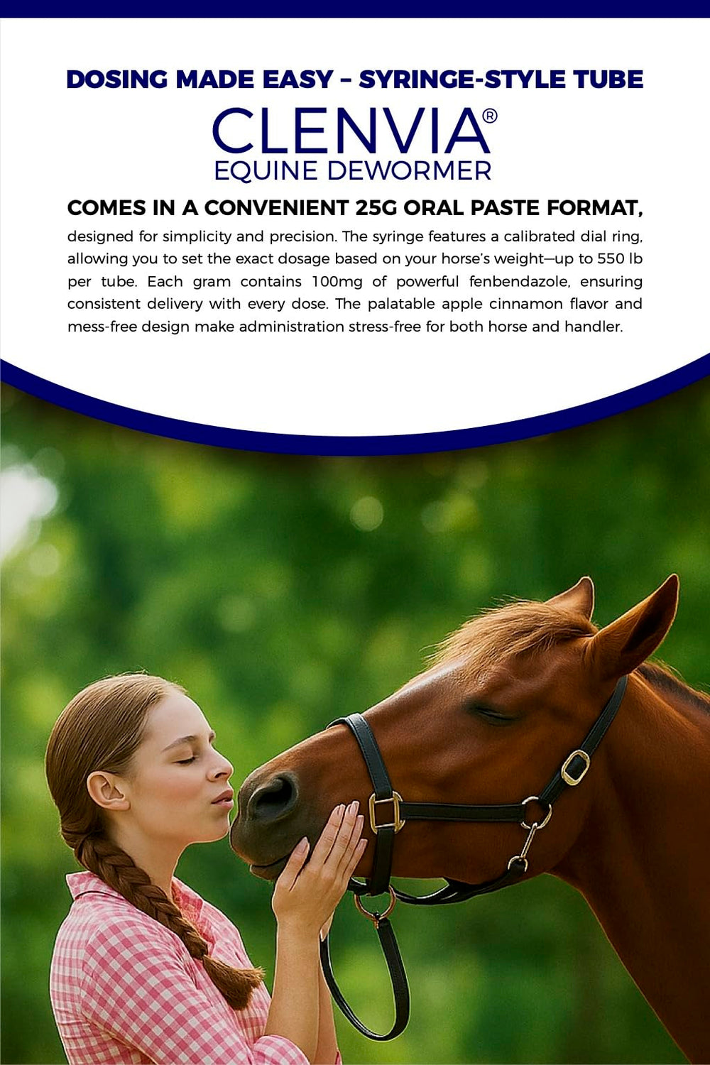 CLENVIA weight-marked syringes simplify accurate dosing at the stable.