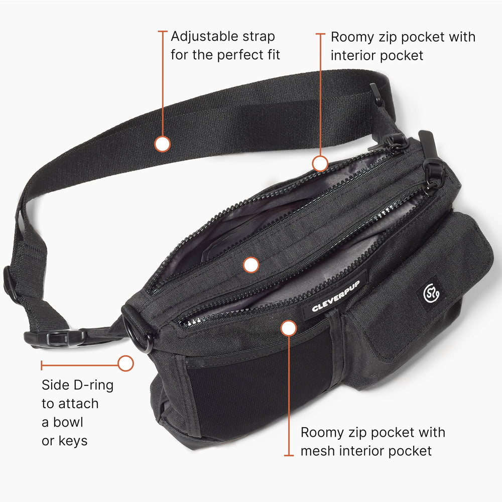 Cleverpup quick-dry ball pocket in graphite keeps toys ready for the next challenge.