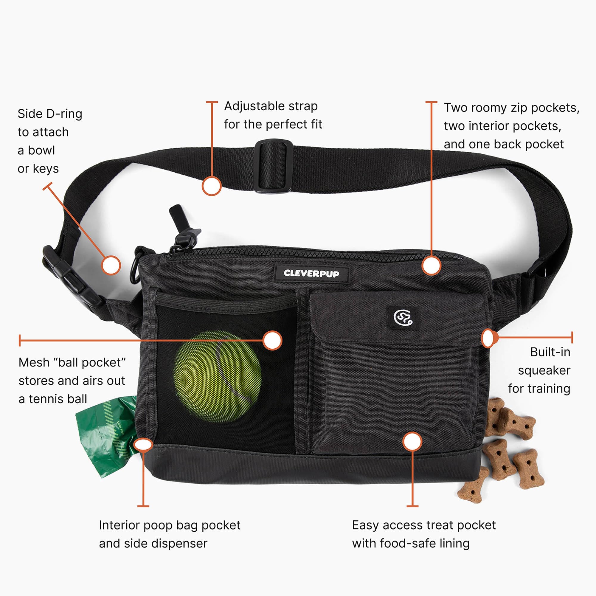 Cleverpup built-in squeaker in graphite aids training cues during play and practice.