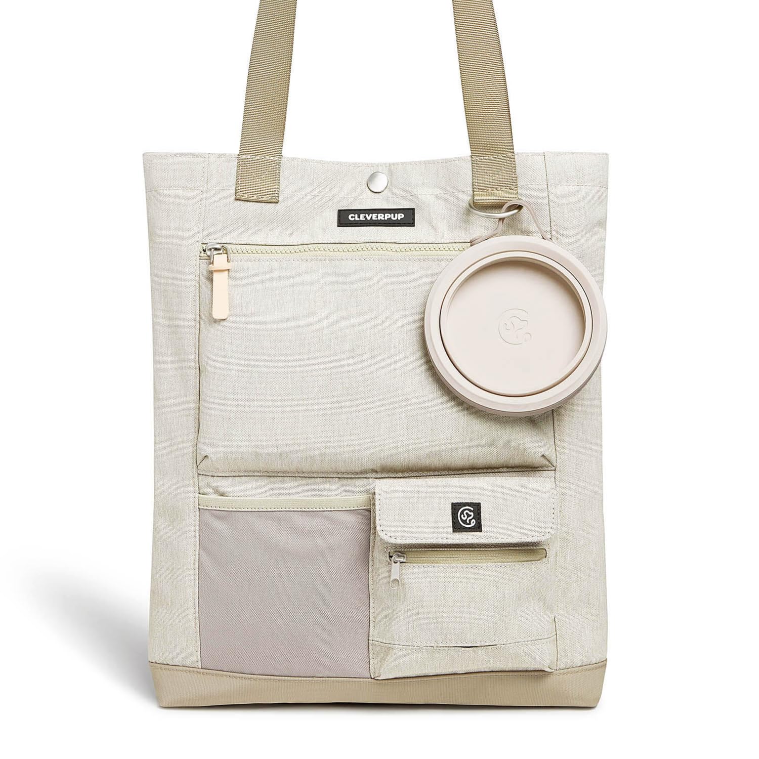 Cleverpup Park Pack tote front view showing eight-pocket organization for easy park trips.