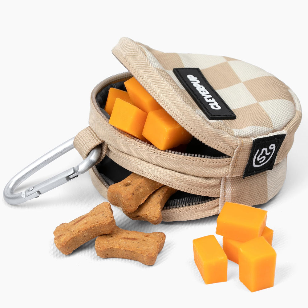 Cleverpup Snackpack front view shows double insulated pouch for quick treat access.