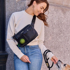 Cleverpup treat pouch inside graphite highlights easy-access rewards during training sessions.