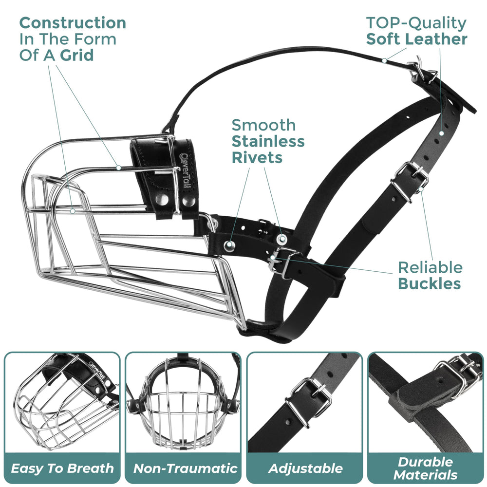 CleverTail Basket muzzle breathable design supports panting and sipping.