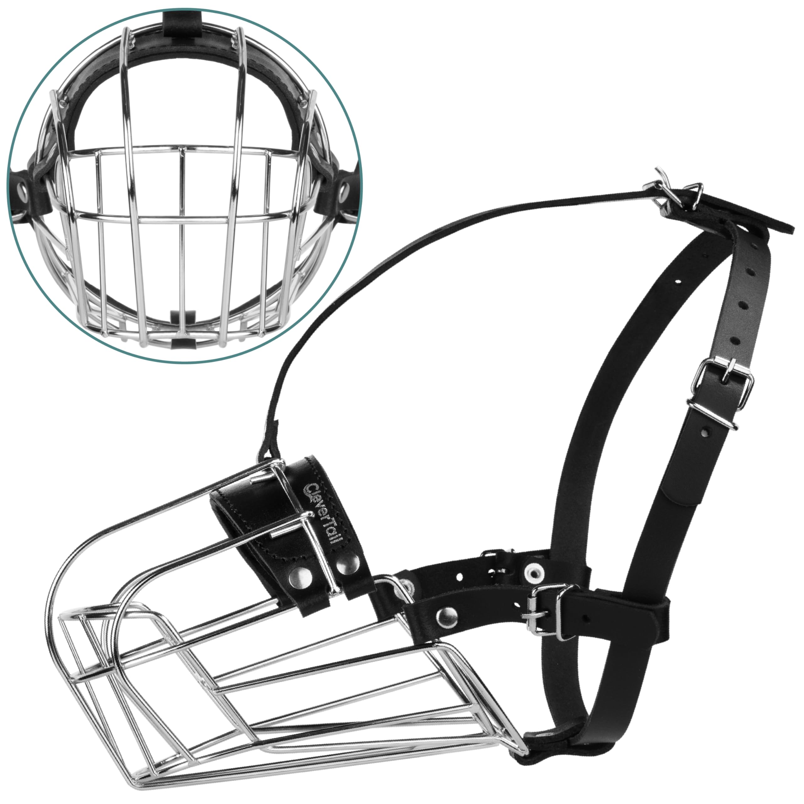 CleverTail Metal dog muzzle steel-wire construction for durable protection.