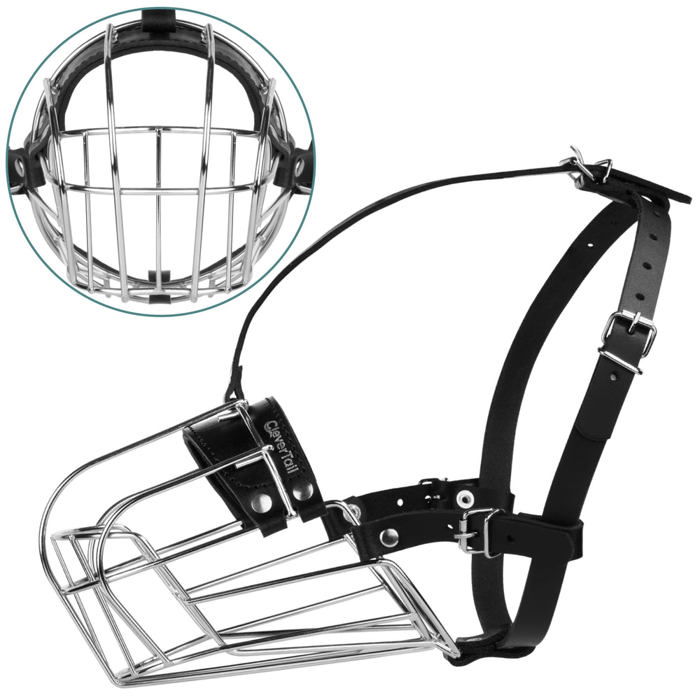CleverTail Metal dog muzzle steel-wire construction for durable protection.