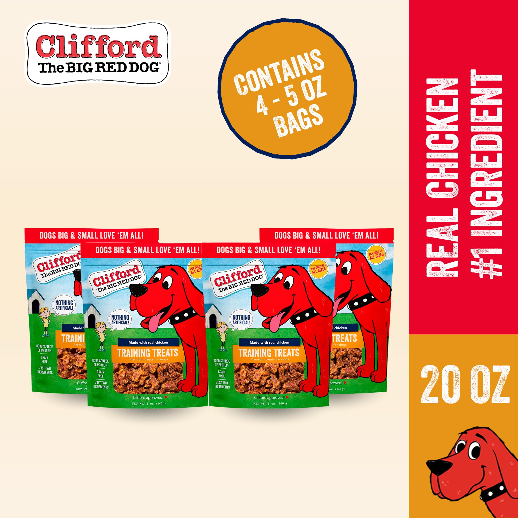 Clifford soft-training-treats no-artificial-additives close-up highlights simple, clean ingredients