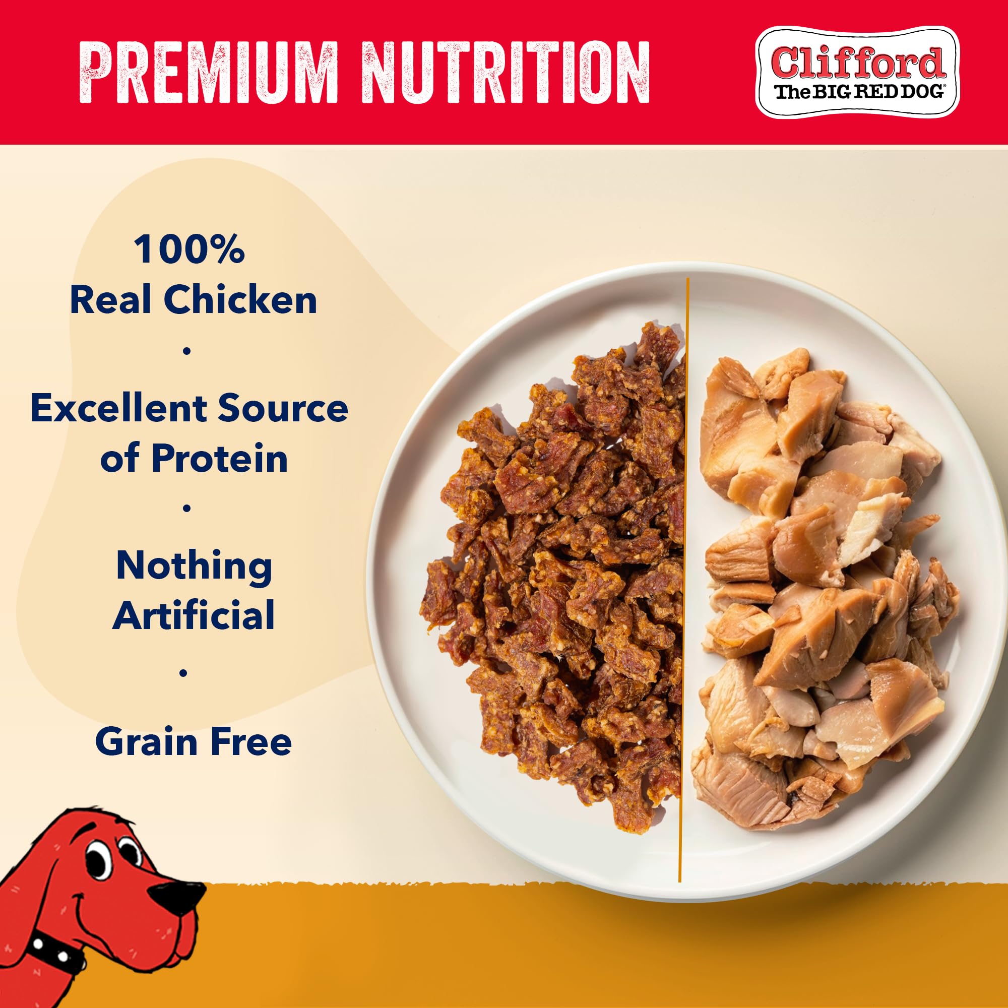 Clifford soft-training-treats real-chicken-bites close-up shows real meat flavor