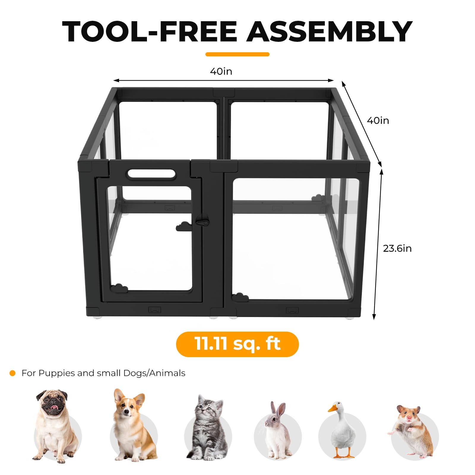 ClimbHope acrylic dog playpen expandable design adapts to growing pets and spaces.