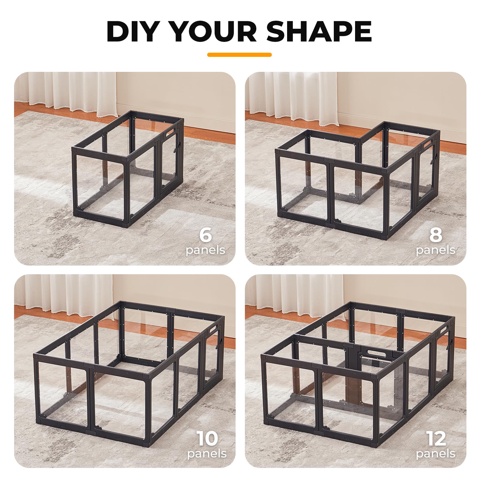 ClimbHope acrylic dog playpen ideal for indoor use with small dogs and puppies.