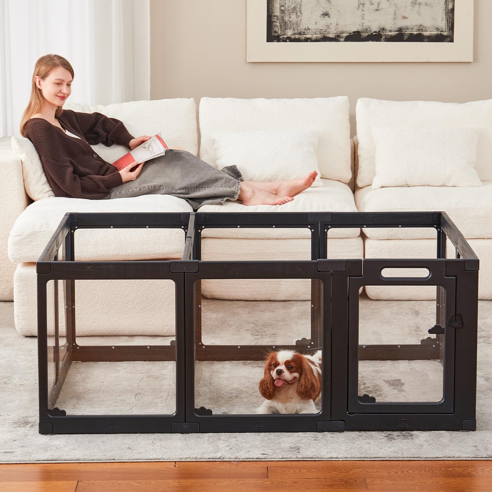 ClimbHope acrylic dog playpen smooth edges prevent injuries for curious pups.