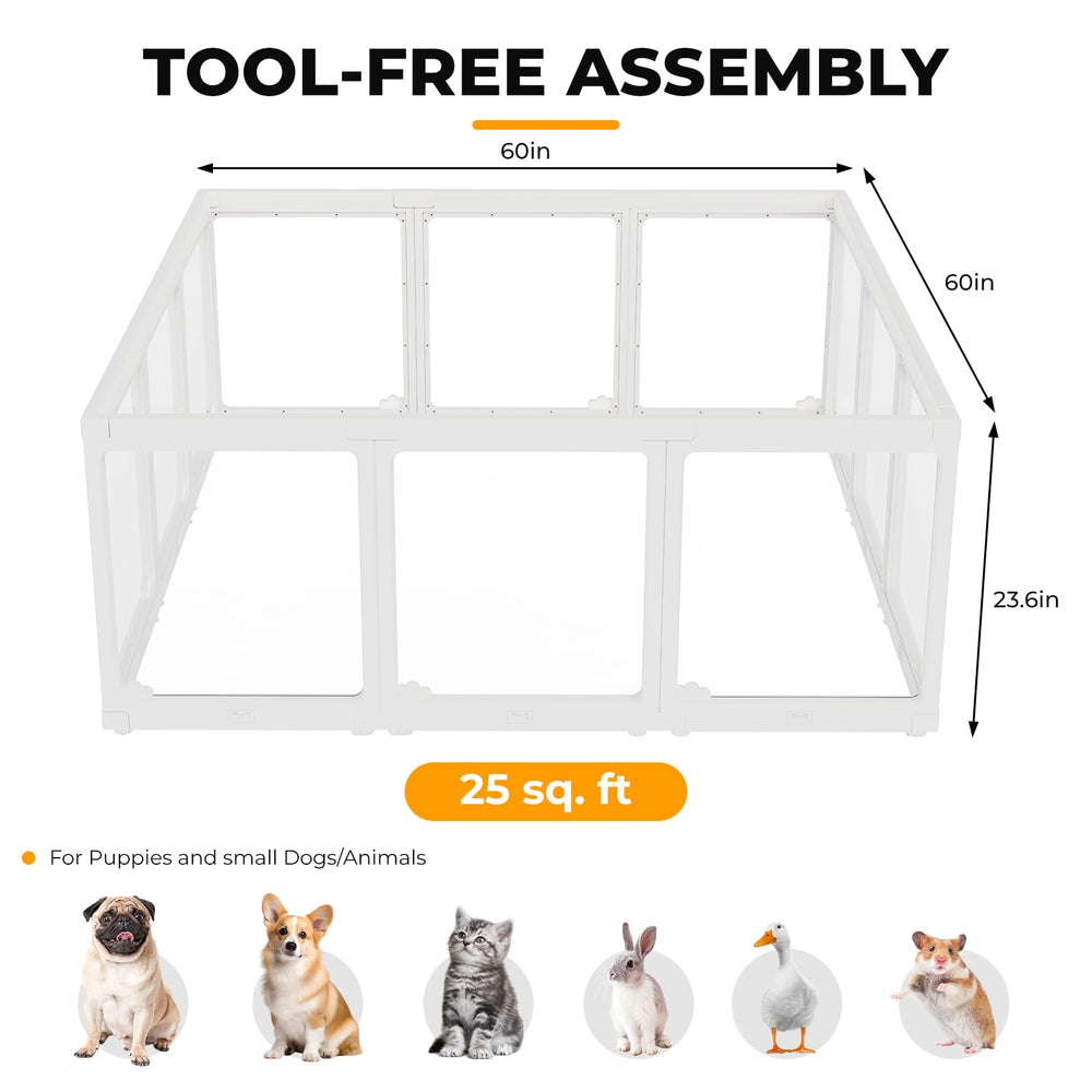 ClimbHope acrylic dog playpen uses suction cups bottom to prevent sliding