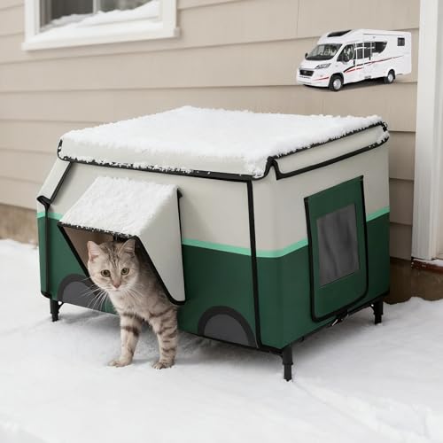 ClimbHope heated cat house front view showing space for three to four cats in winter warmth