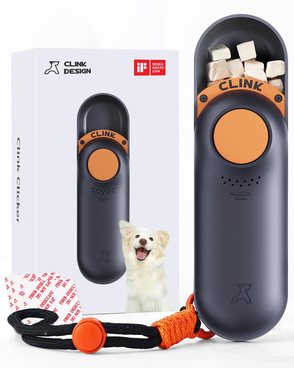 Clink Design clicker-dog-trainer compact handheld for quick training cues.