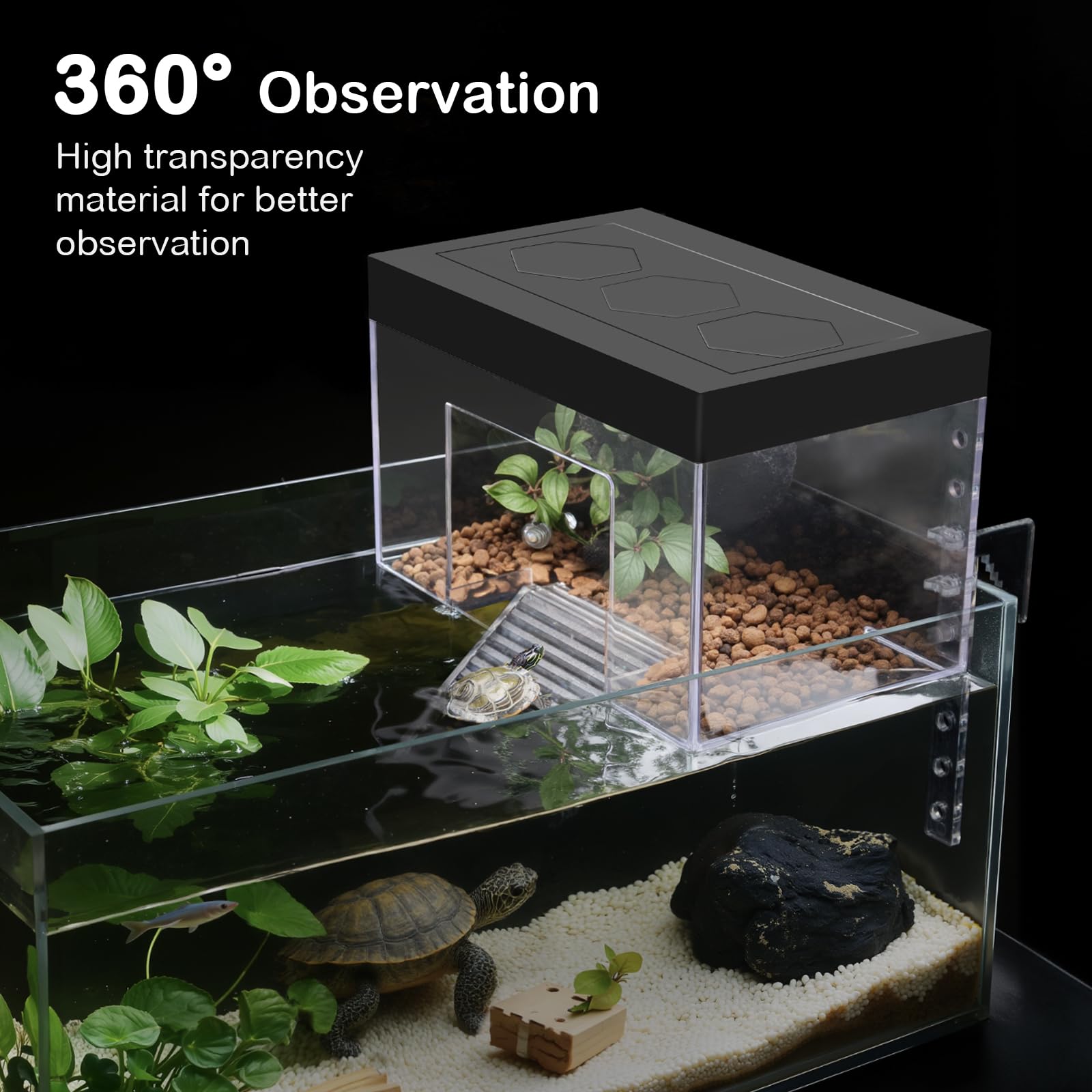 Clioran-360-degree-panoramic-observation offers full view of your turtle while basking.