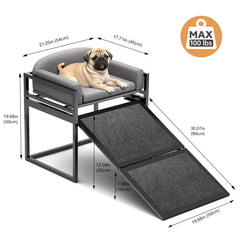 Clioran metal frame puppy chair gray stabilizes high-bed access.