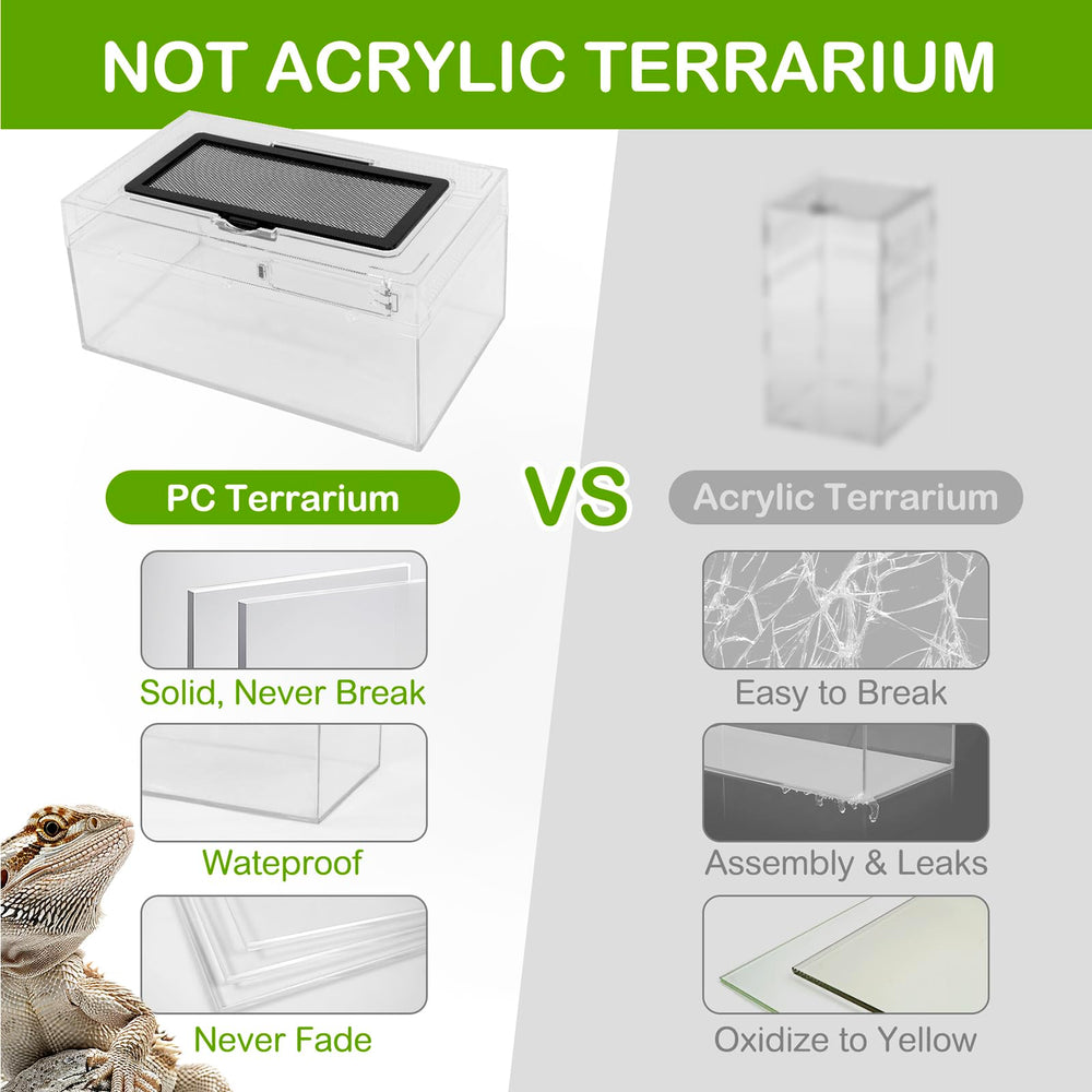 Clioran Reptile PC Terrarium cross section shows seamless one piece design
