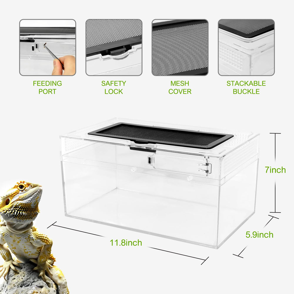 Clioran Reptile PC Terrarium side view highlights durable unbreakable PC construction