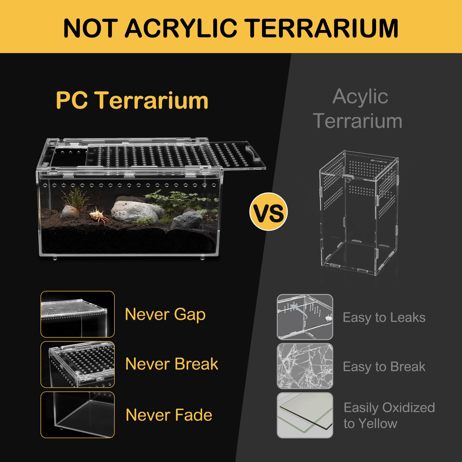 Clioran Reptile PC Terrarium tempered PC construction provides durable habitat