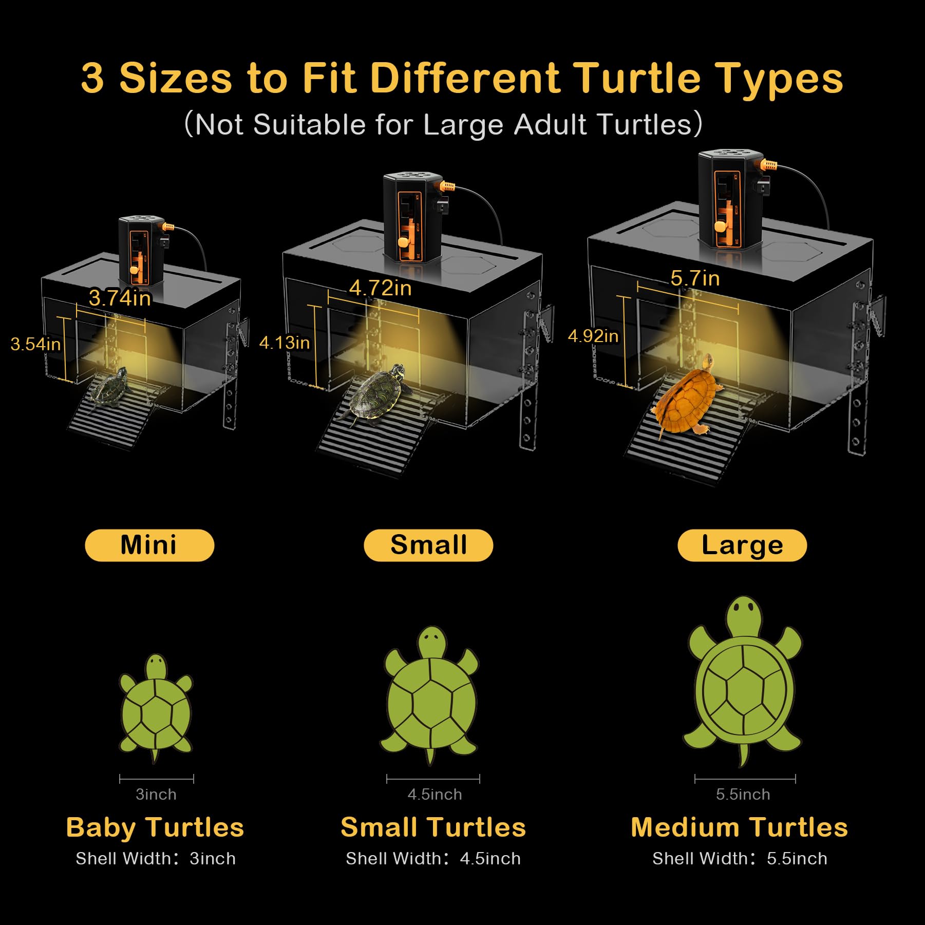 Clioran Turtle Basking Platform hero-lamp-hexagonal showcases built-in lighting for sunbathing.
