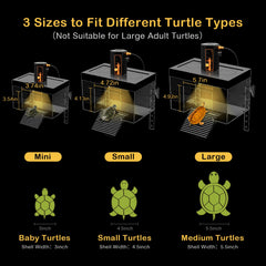Clioran Turtle Basking Platform hero-lamp-hexagonal showcases built-in lighting for sunbathing.