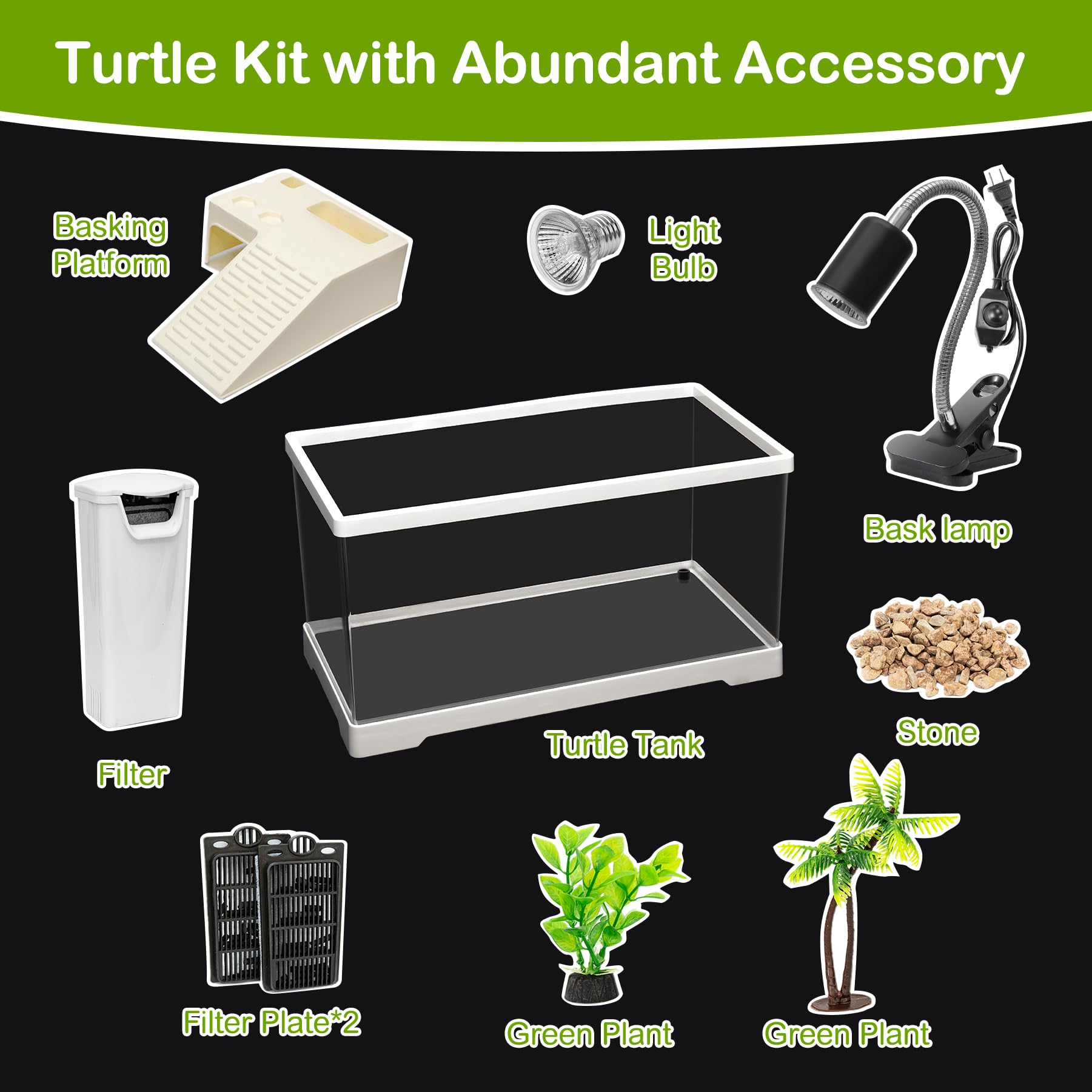 Clioran Turtle Tank Kit pebbles create natural substrate and visual appeal.