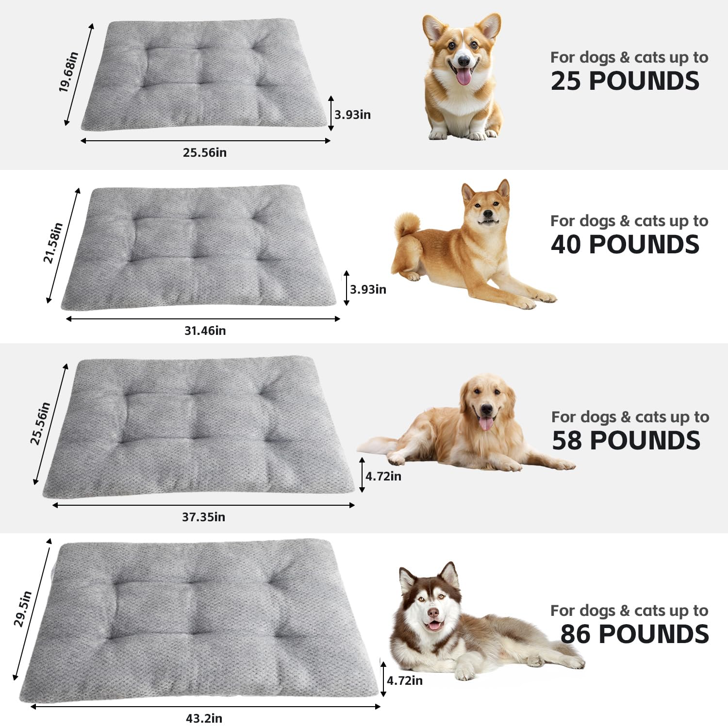 CLKHOWL dog bed anti-slip-bottom keeps the mat stable in crates.
