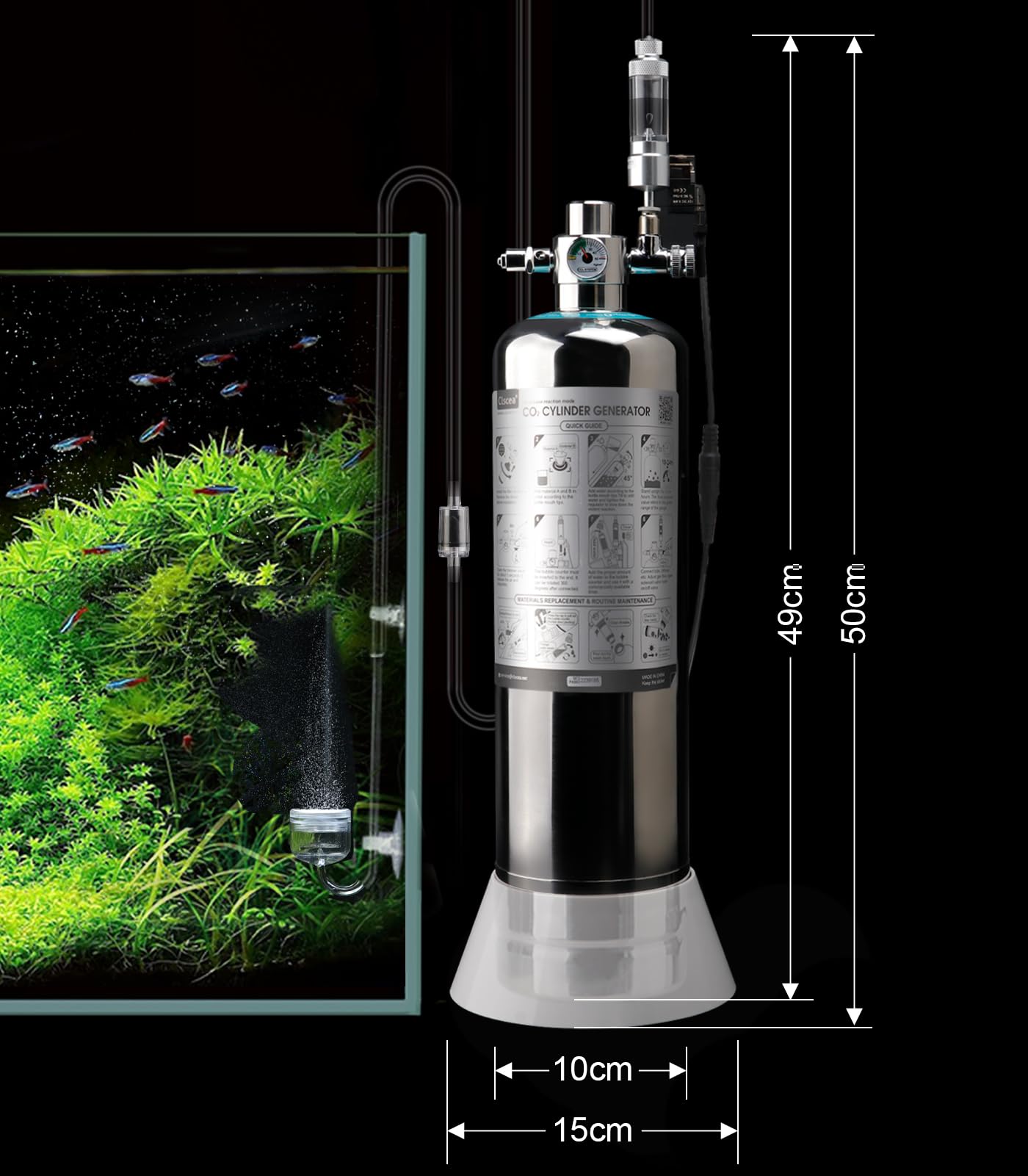 Clscea G700S bubble counter helps monitor CO2 delivery.