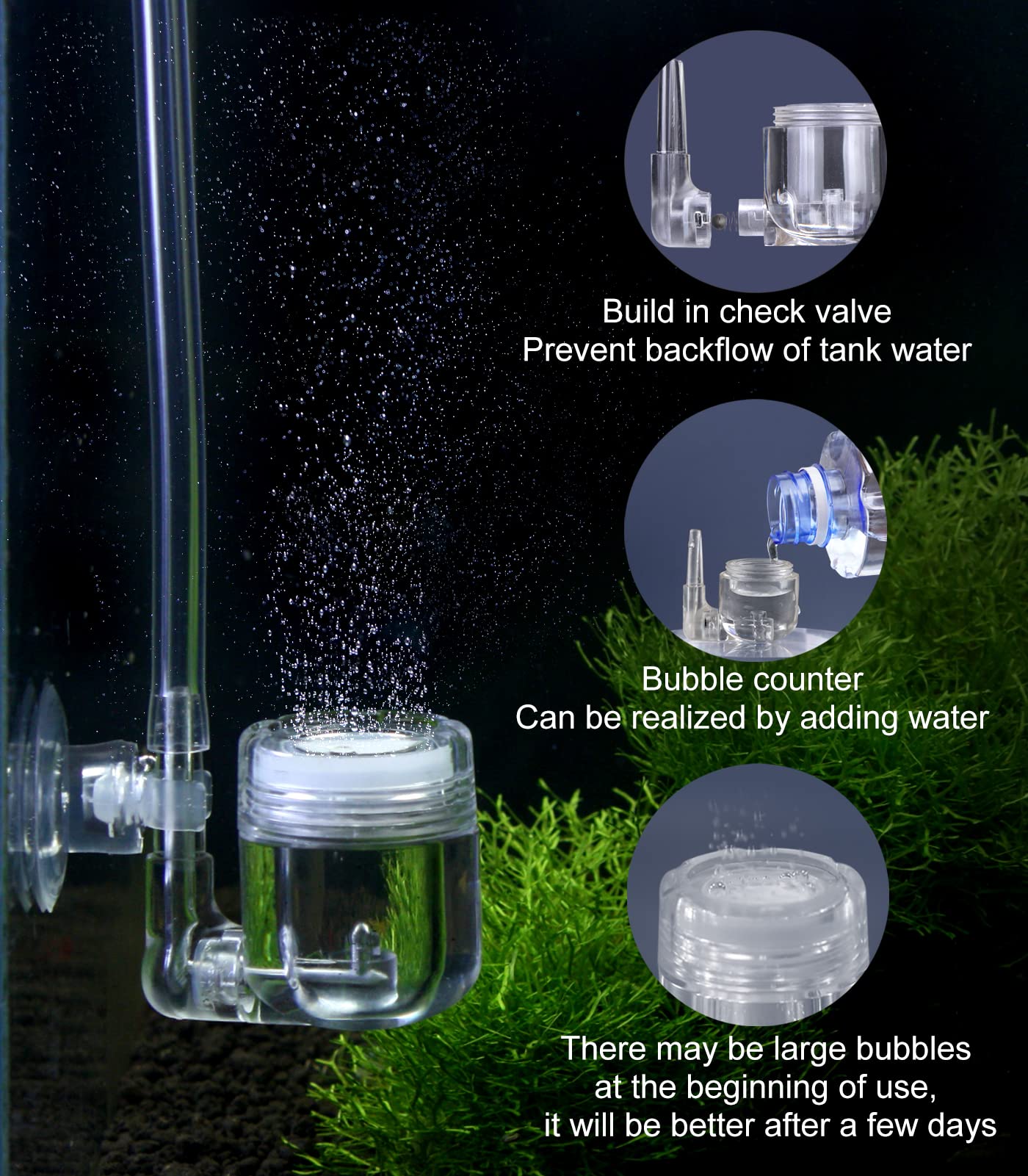 Clscea G211 CO2 diffuser illustrating bubble diffusion and diffusion efficiency