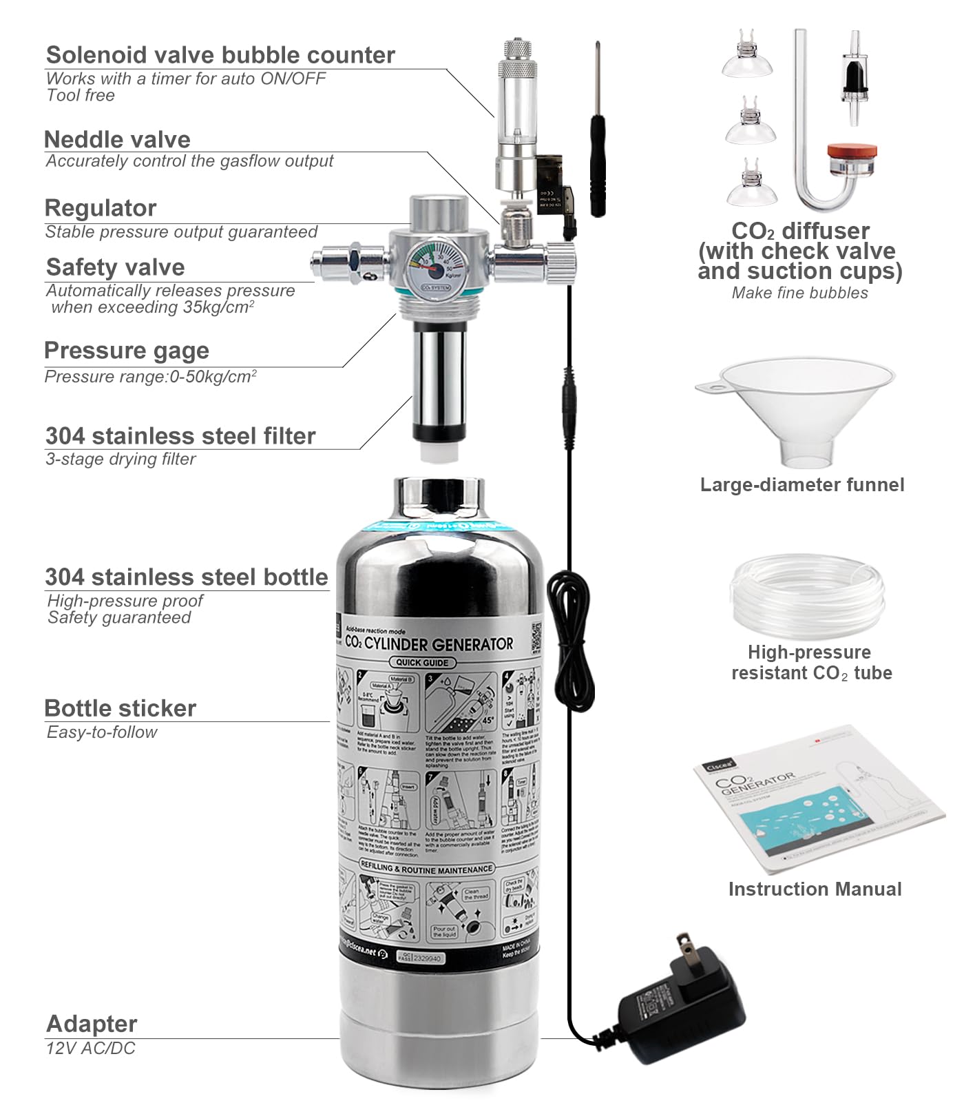 Clscea G600mini needle valve detail highlights precise bubble control.