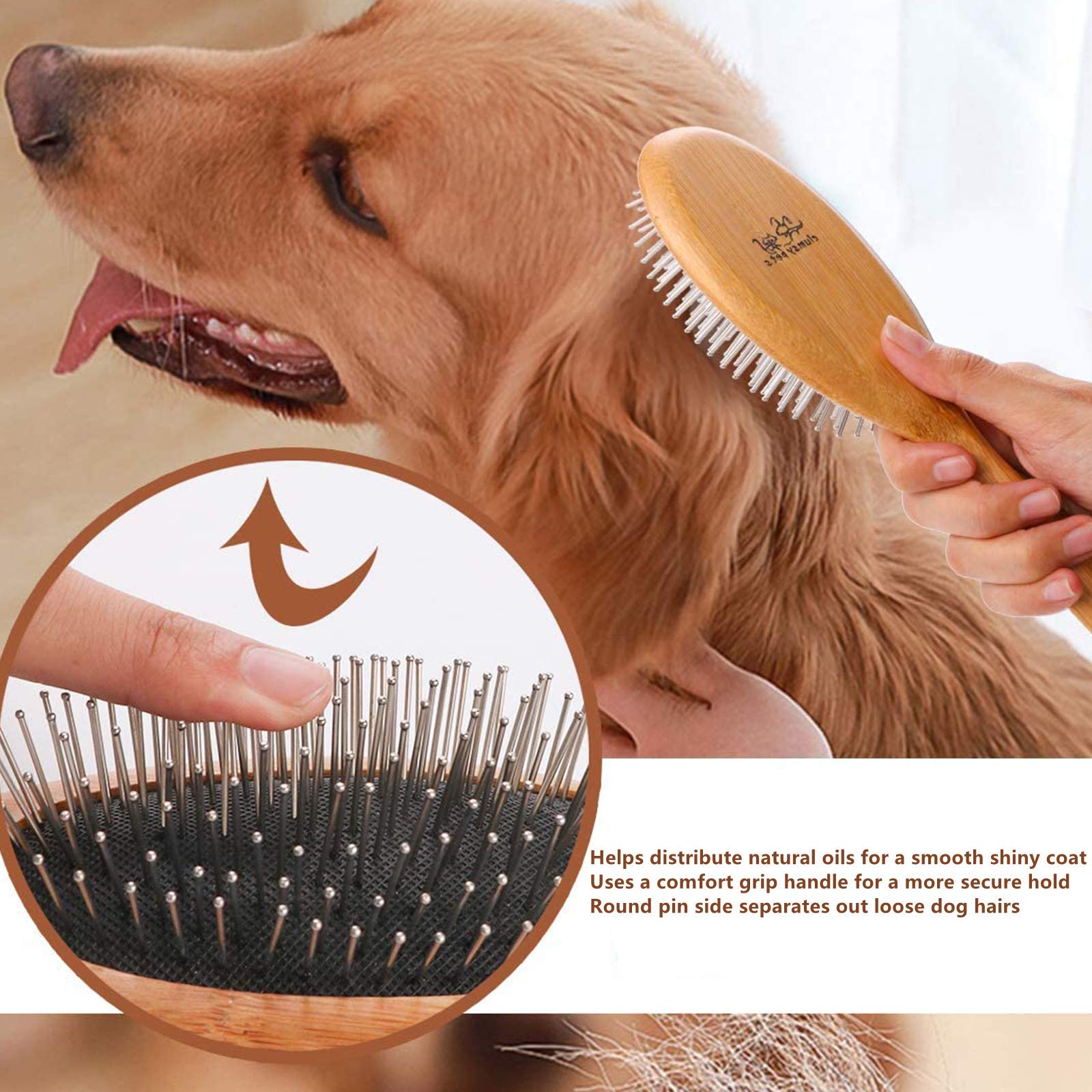 Clumsy Pets brush used during shampoo massage for relaxing bath time.