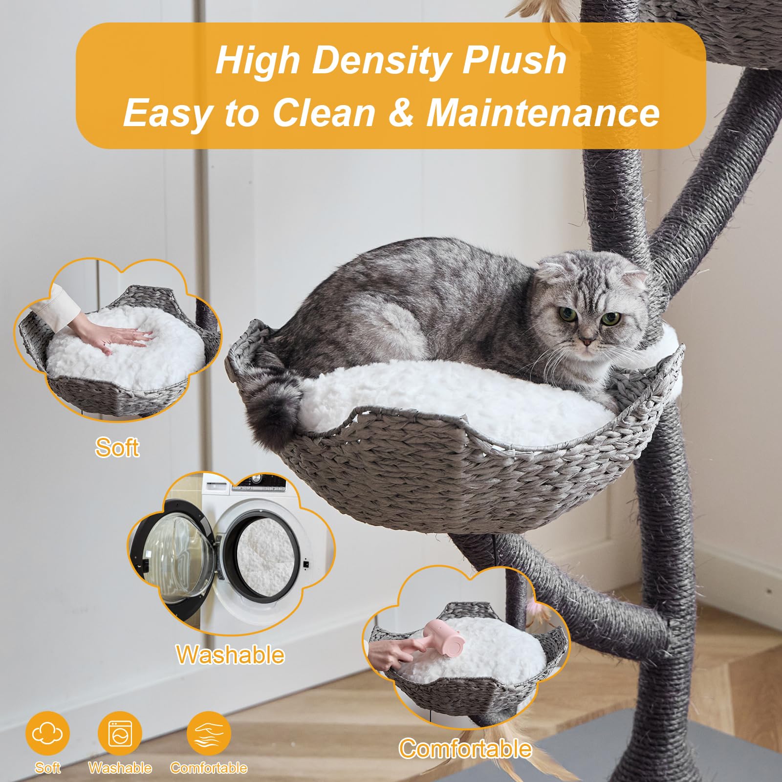 CLVTREBETO 52in cat tree base delivers stability for multi-cat households.