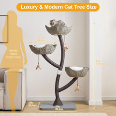 CLVTREBETO cat tree with sisal post encourages scratching and play.