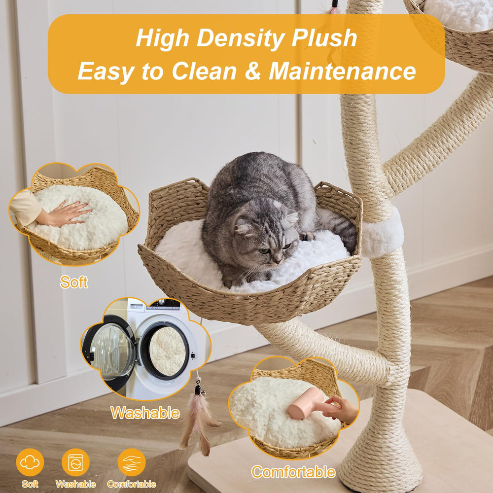 CLVTREBETO three cushioned baskets provide comfy perches for multiple cats.