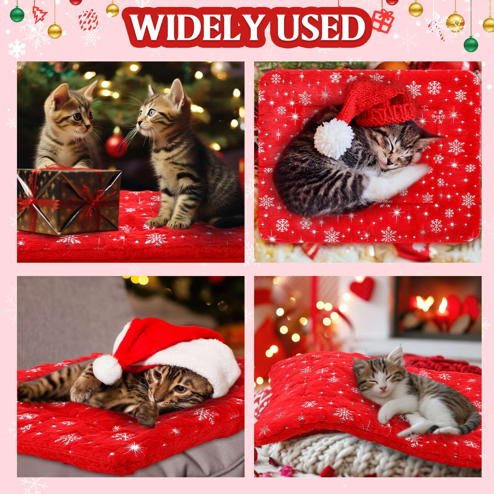 Clysee 22x18 inch red fabric with snowflakes for festive warmth