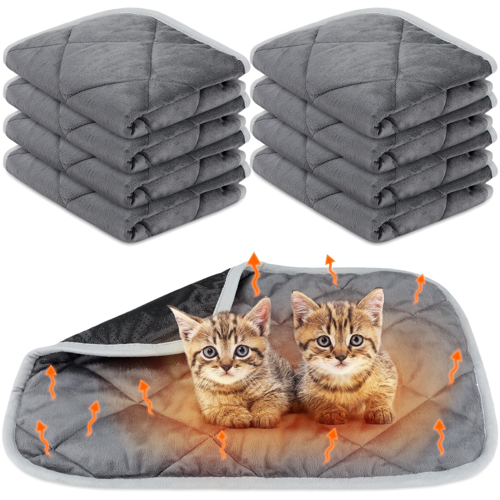 Clysee 8-pack self-heating pet pad in gray provides cozy warmth for pets.