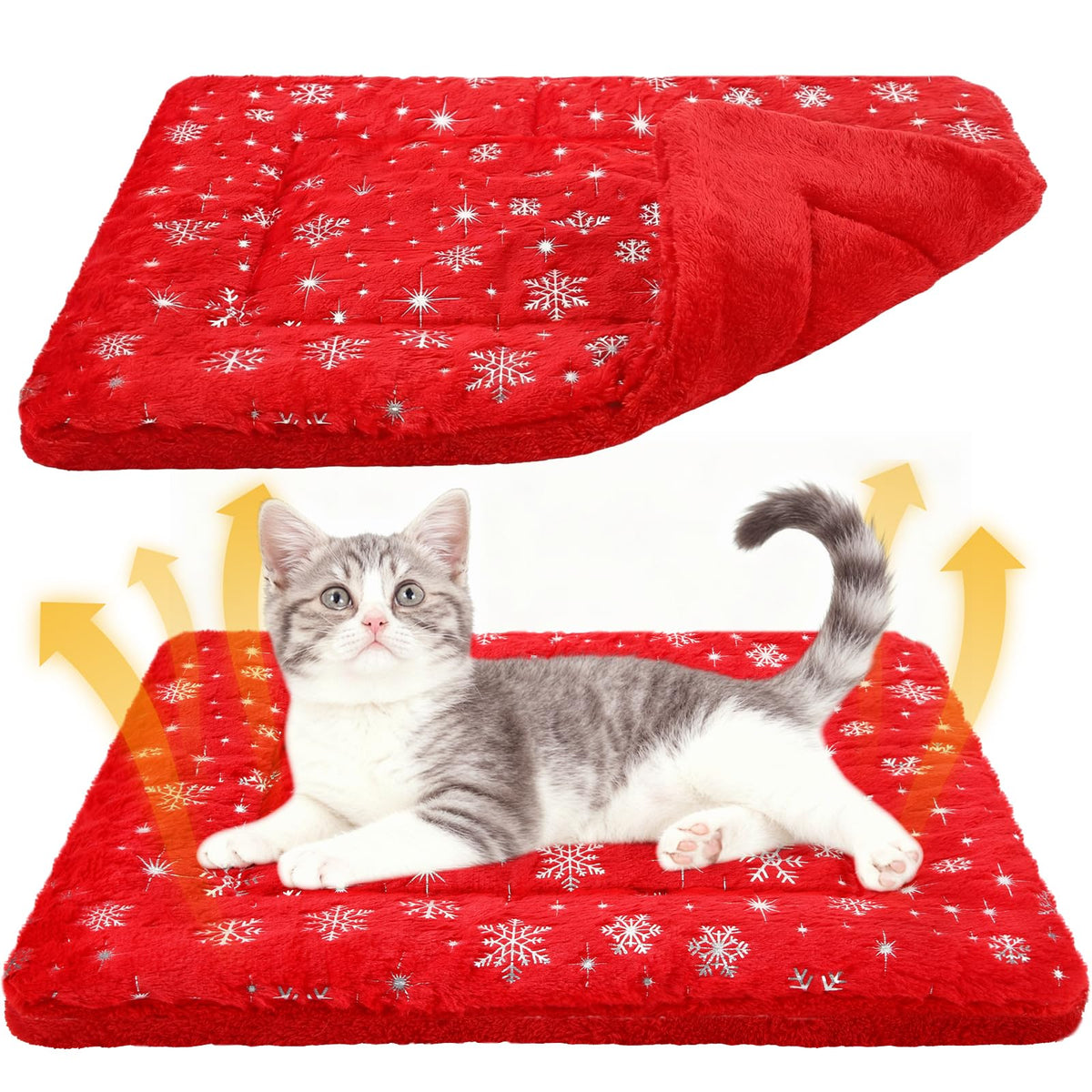 Clysee Christmas self-heating cat pad setup shows warm, cozy space without electricity
