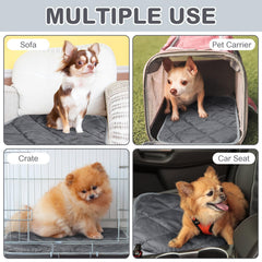 Clysee crate pad non-slip bottom keeps mat in place during pet movement.