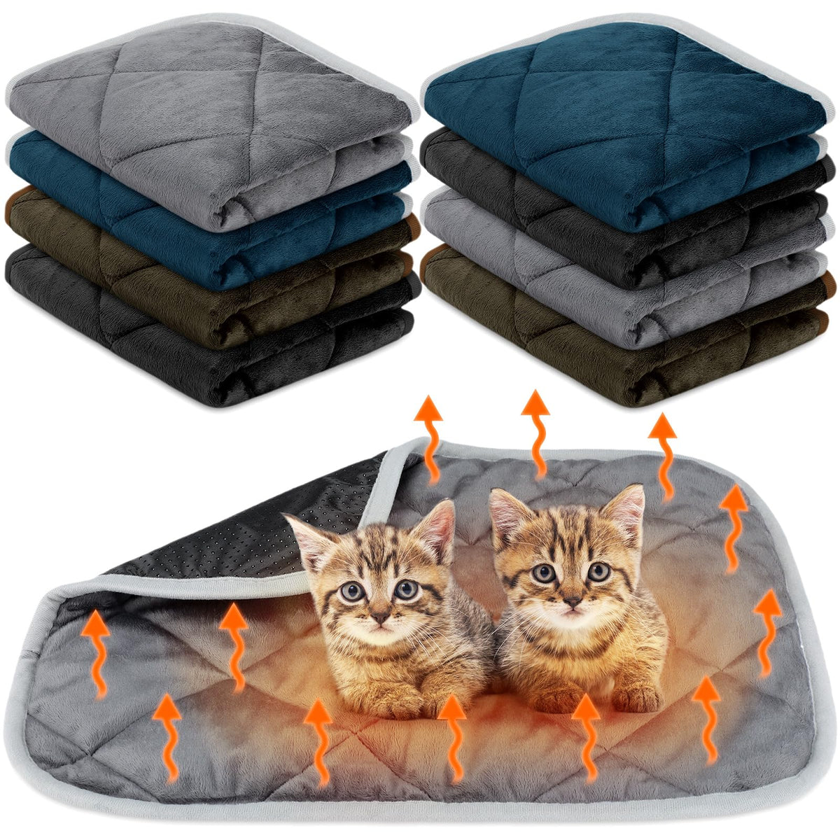 Clysee self-heating cat mat in gray folded for compact storage and warmth.