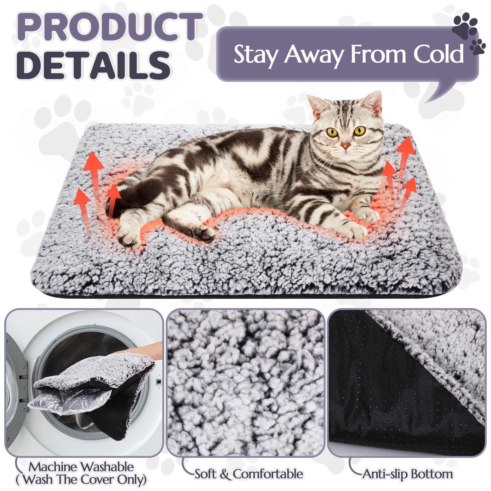 Clysee Self Warming Cat Bed Zipper Cover Closeup demonstrates easy washable design.