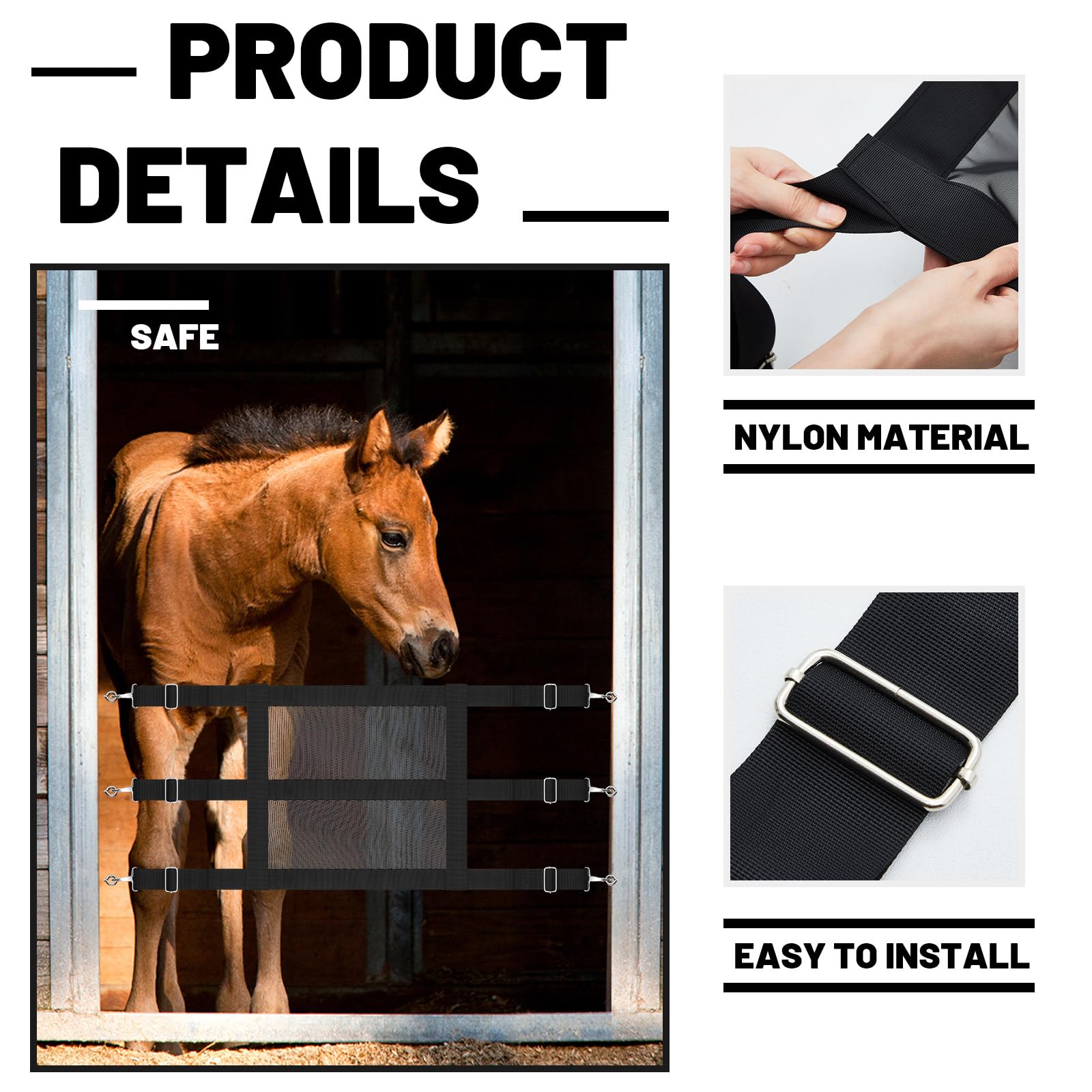 Clysee stall guard 57x18 inch covers wide stall openings for safer horse access.