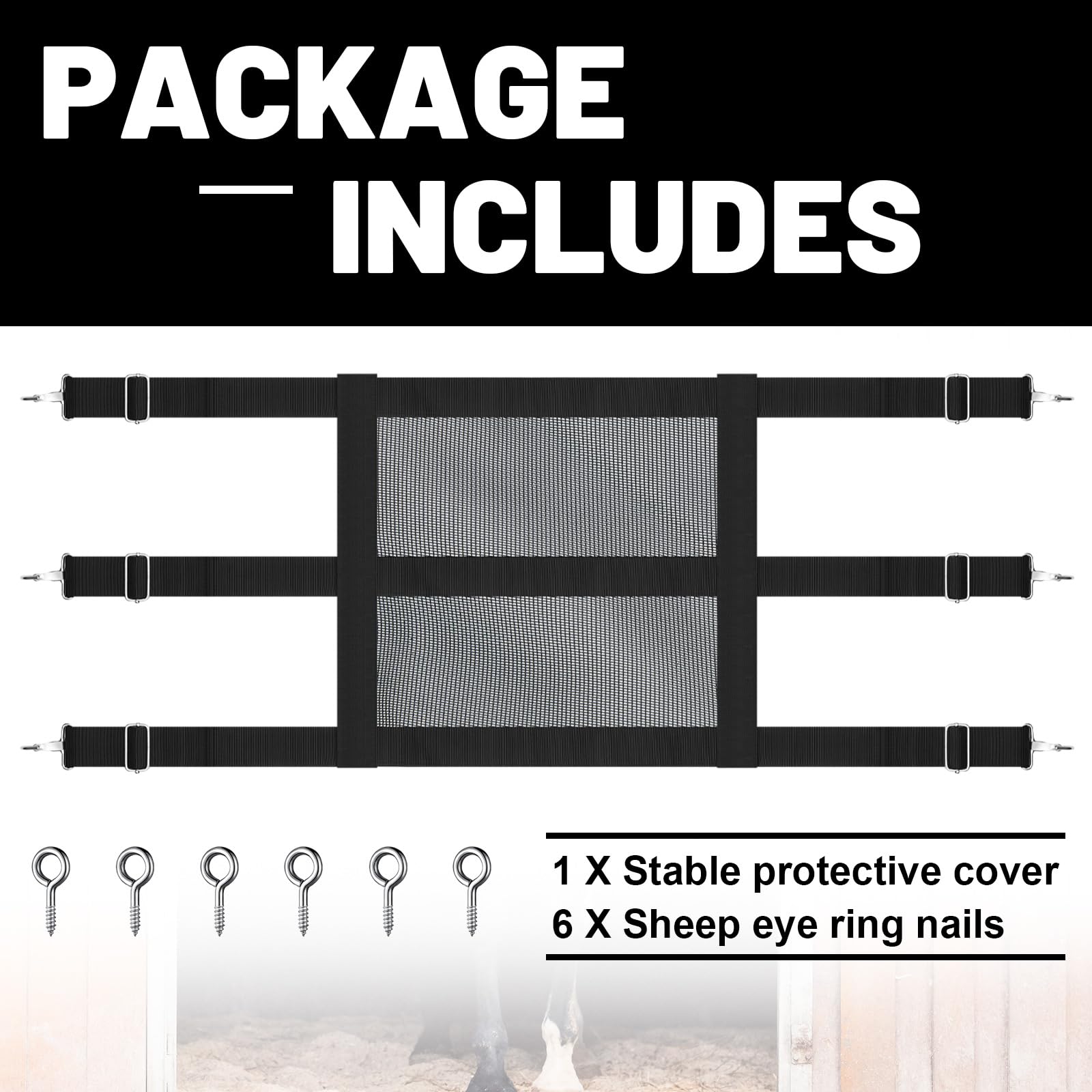 Clysee stall guard with sturdy snap hooks for quick, secure attachment.