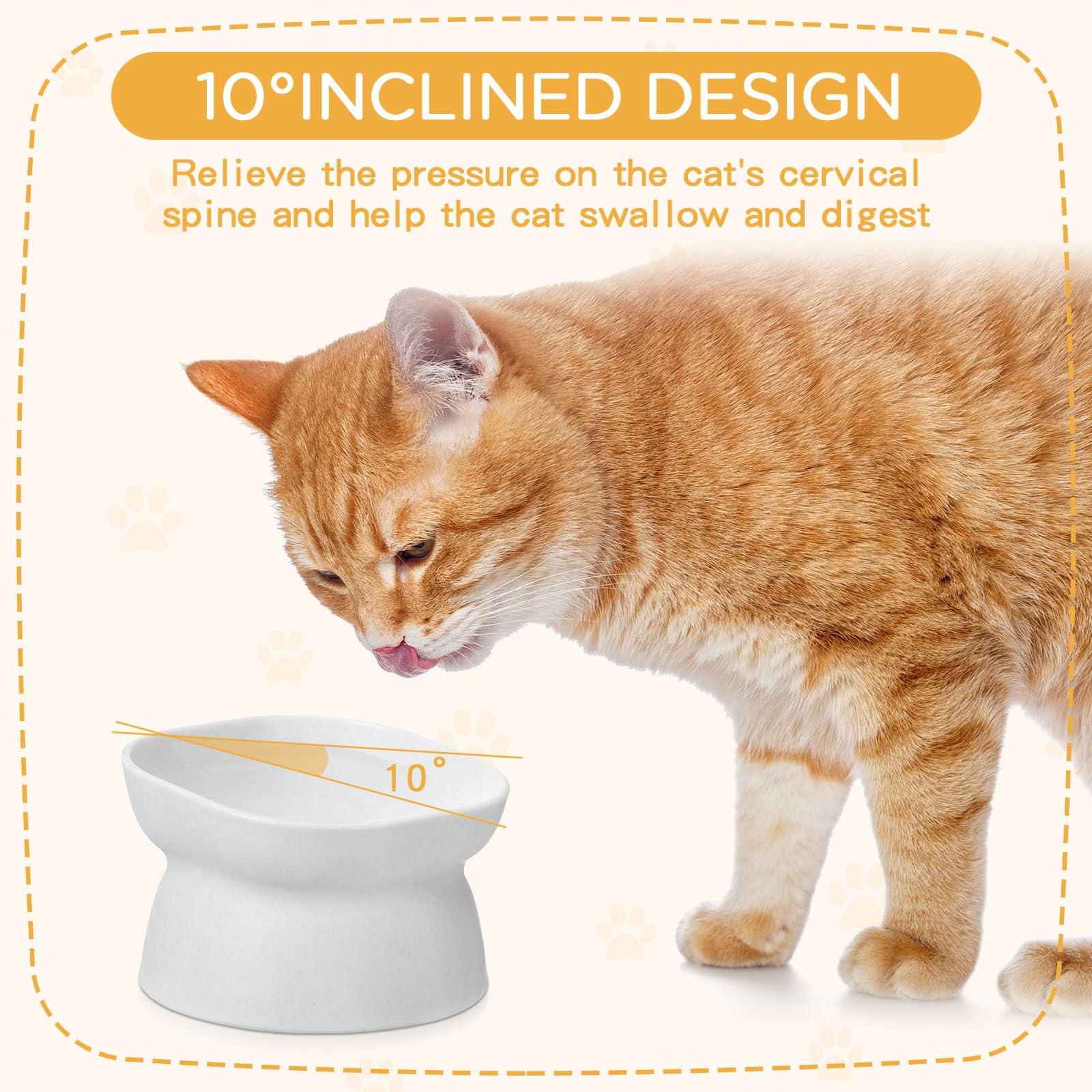 Clysee white plastic cat bowls wide mouth for easy portioning