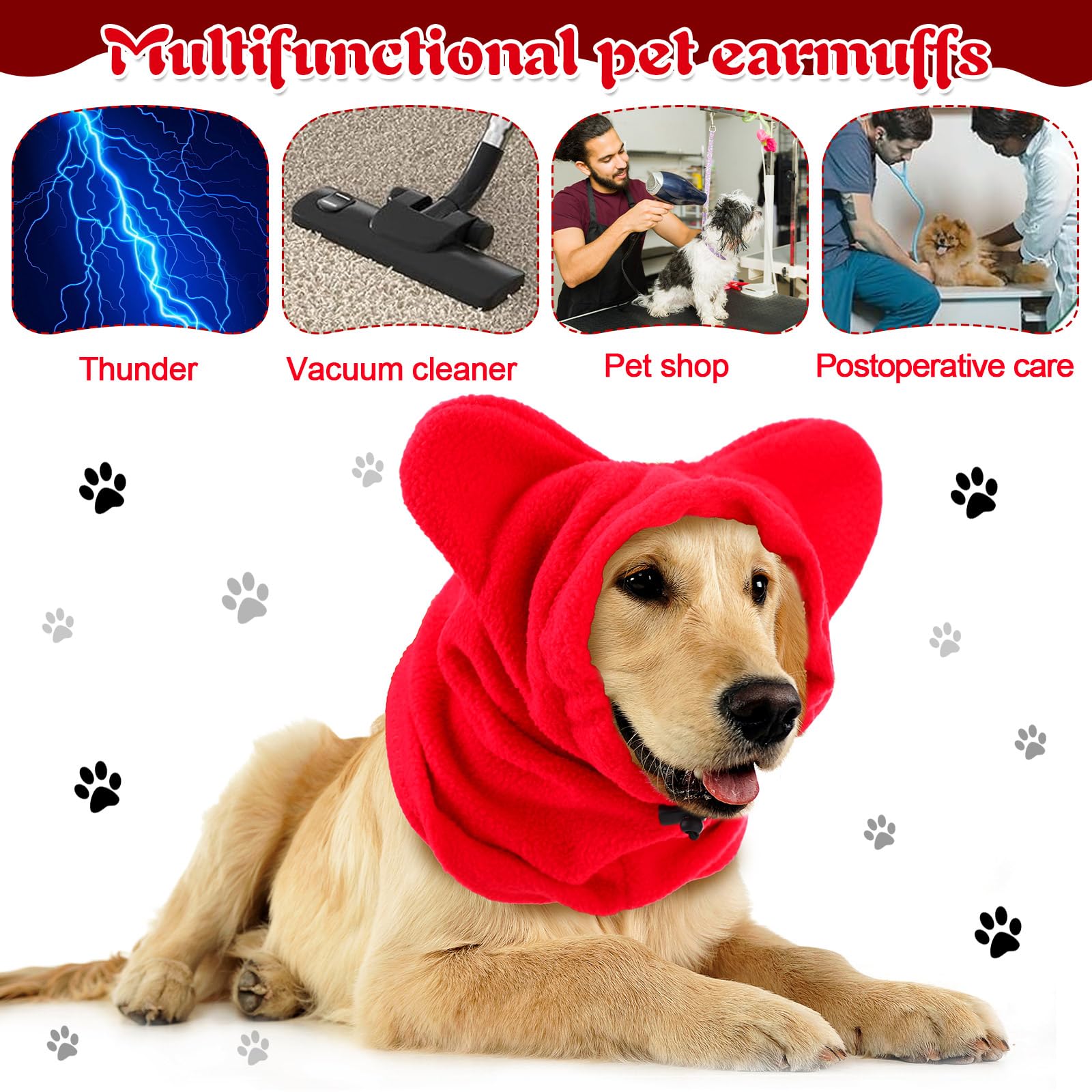 Clysee ear-muffs close-up highlights soft fleece comfort for pets.
