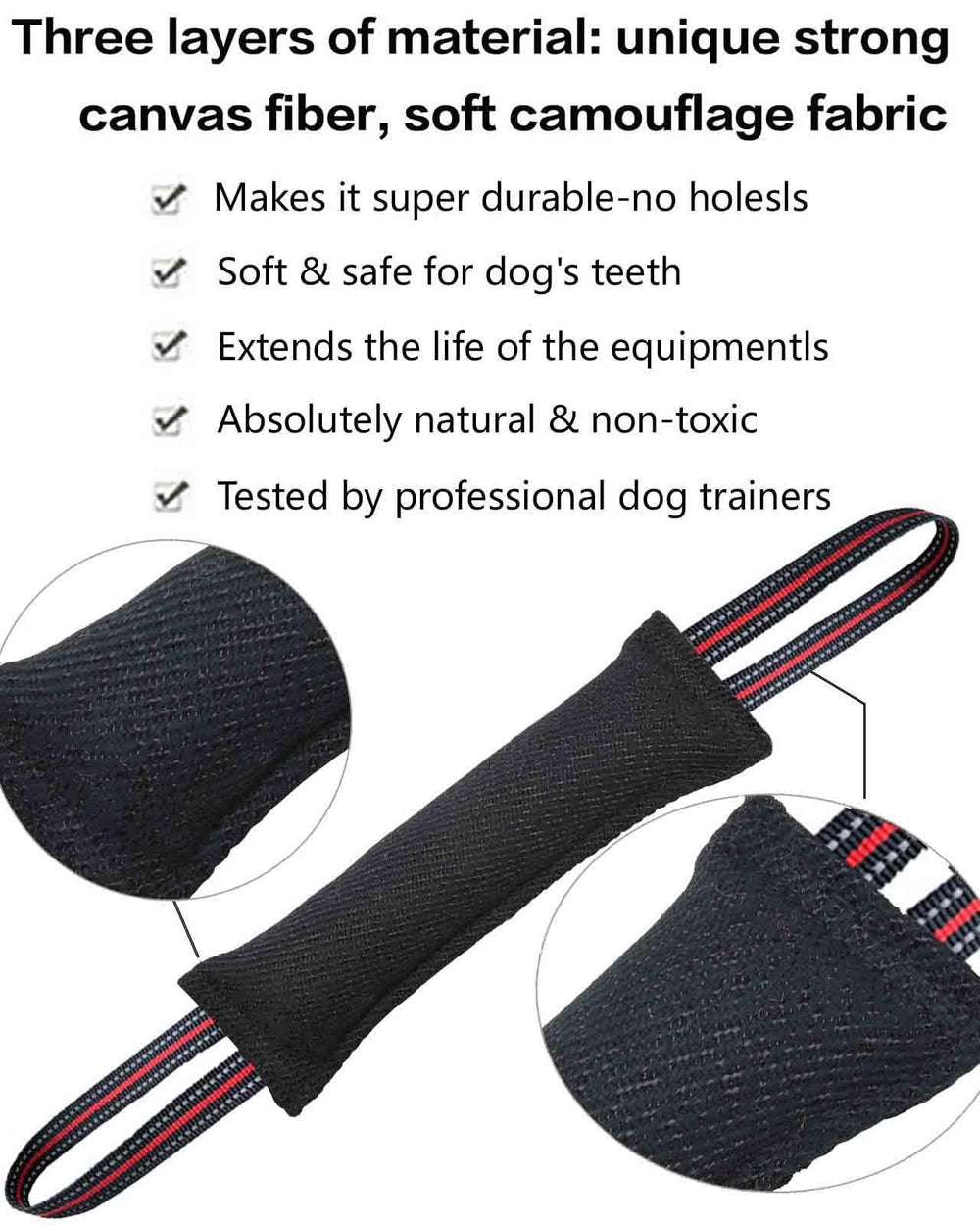 Clysoru linen tug toy emphasizing tear resistance and simple cleaning.