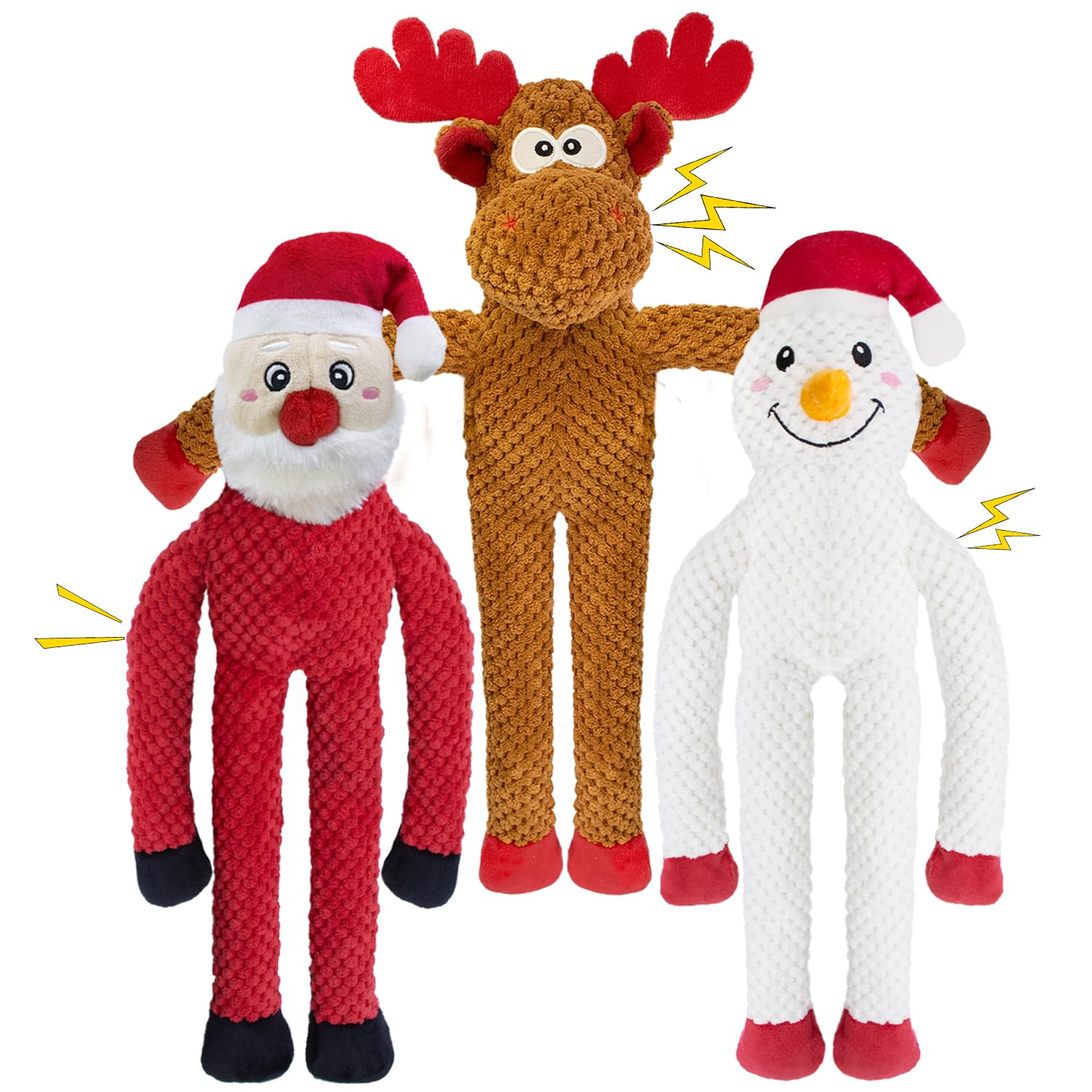 CneeeeeB Christmas Squeaky Dog Toy Reindeer with squeaker boosts interactive play.