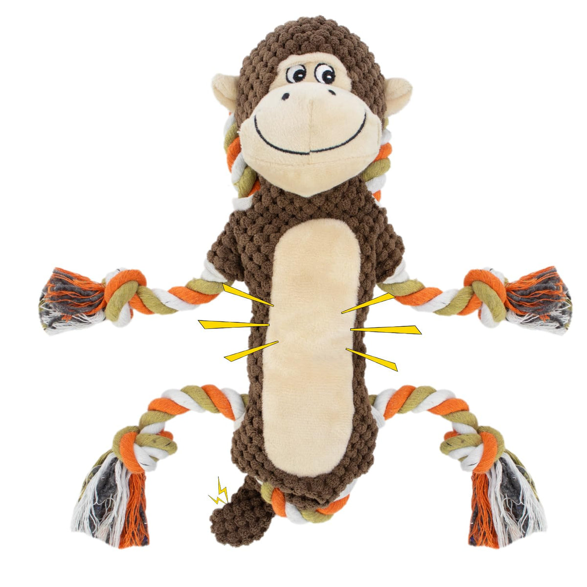 Juguete CneeeeeB mono peluche con crujido para juego interactivo.