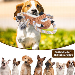 CneeeeeB squeaky dog toy rope legs withstands bites for durable tug moments.