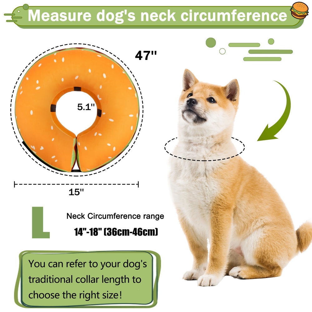 Cneo donut collar in use while dog eats and drinks for normal routine.