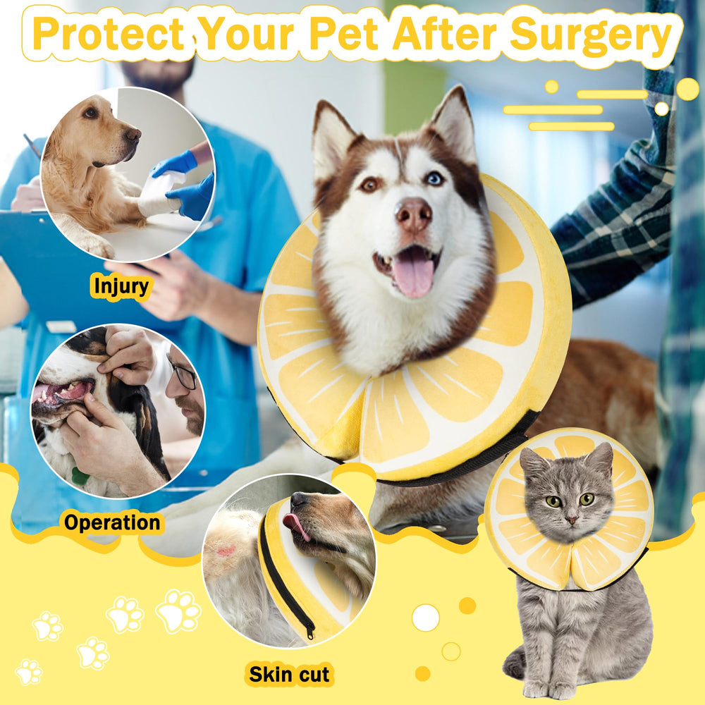 Cneo inflatable donut collar lemon xlarge side view showing soft protection